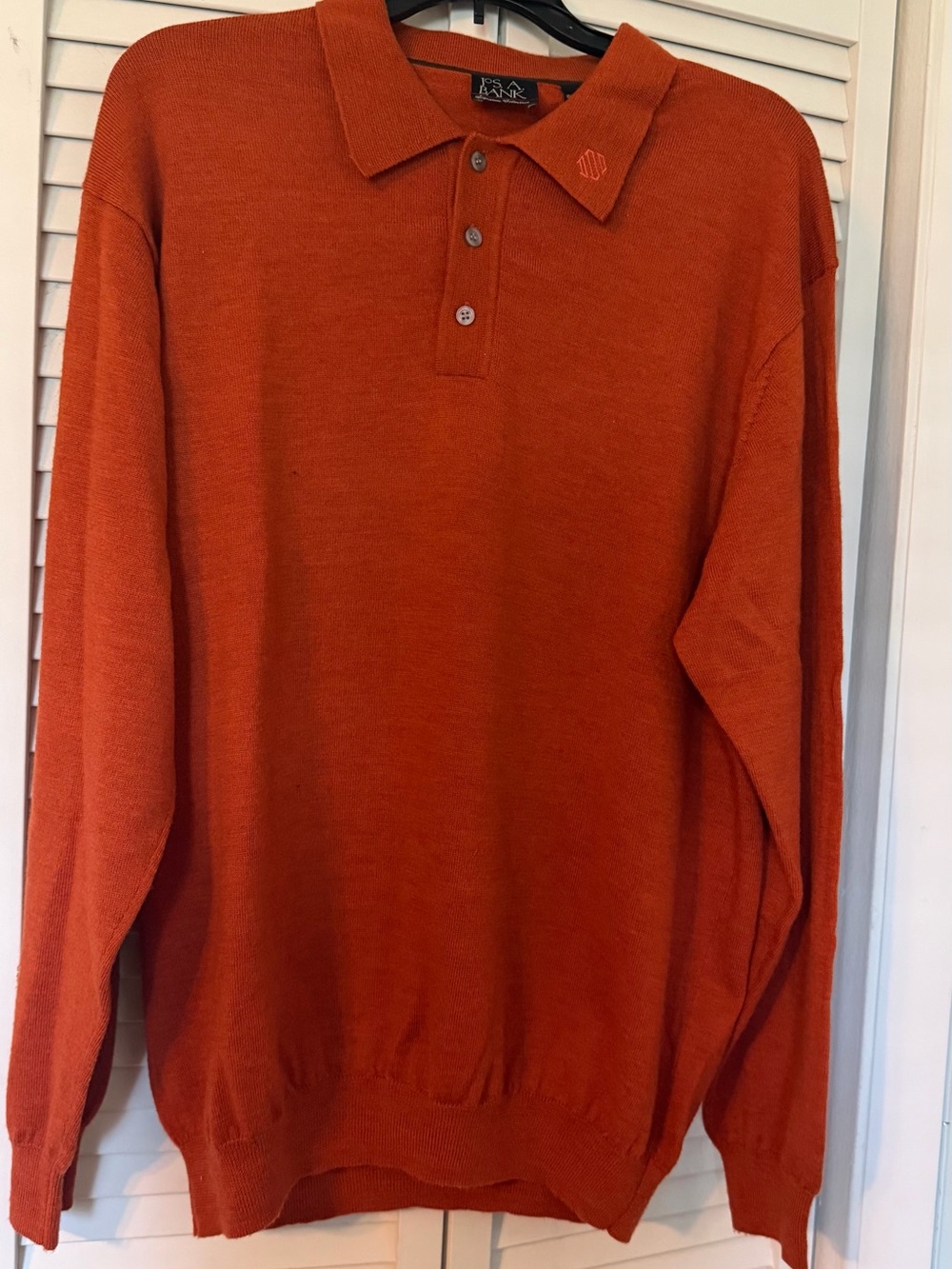 Rust Orange Long Sleeve Polo Sweater